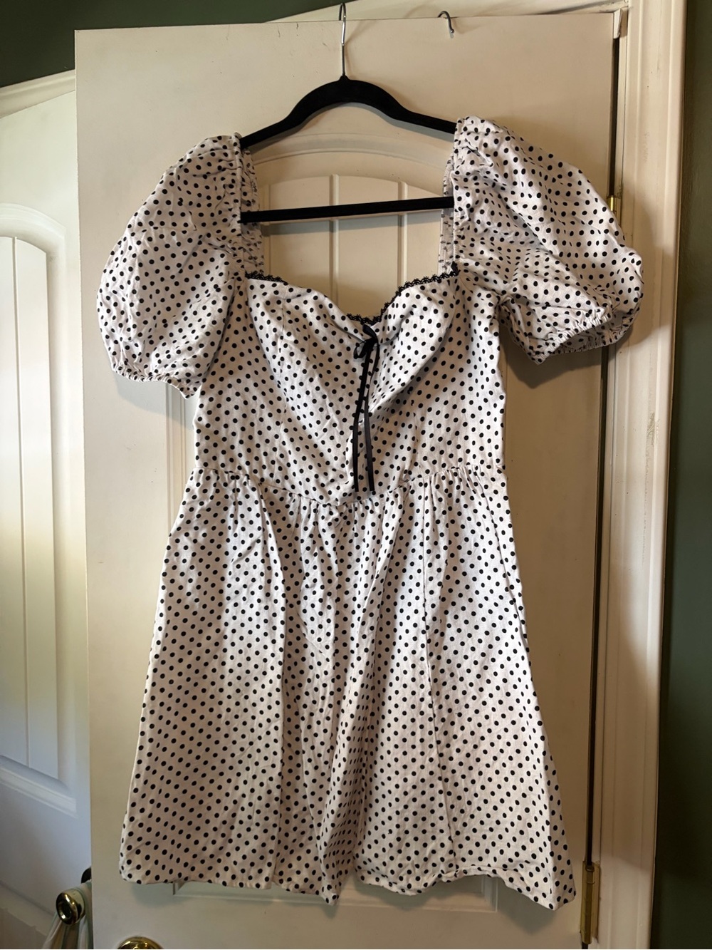 Reformation Women's White Polka Dot Puff-Sleeve Dress